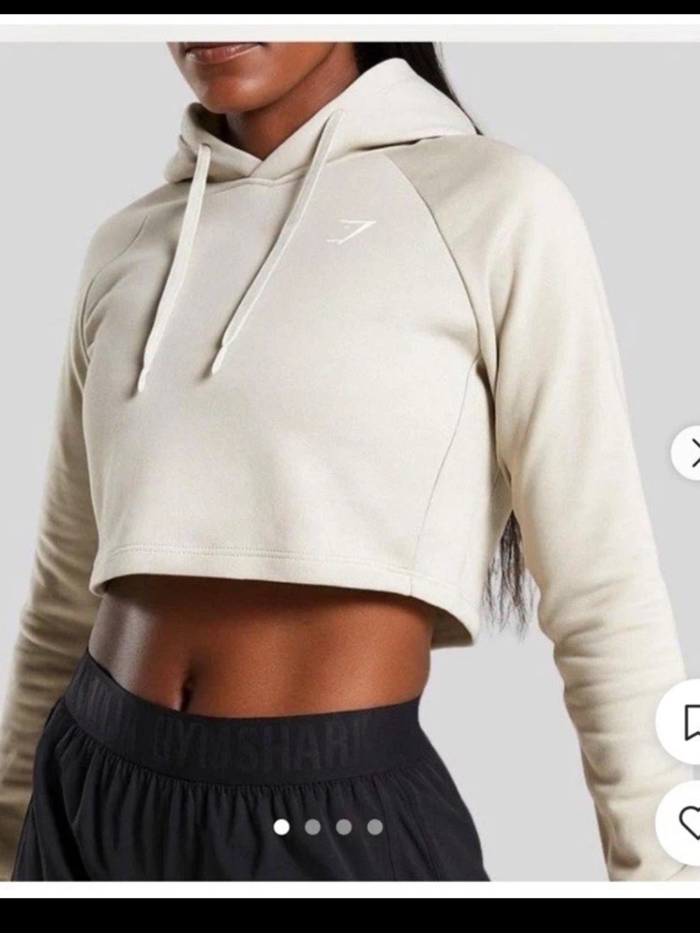 Gymshark Women’s Training Cropped Hoodie cream Beige Neutral Minimalist Medium
